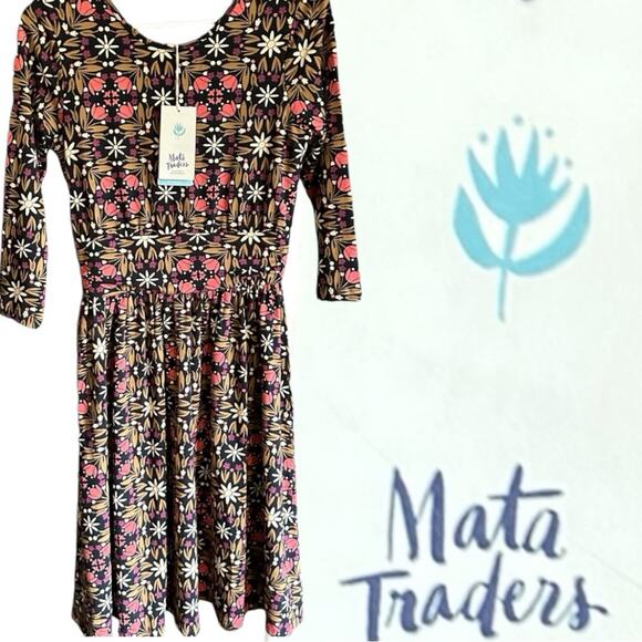 Mata Traders Mirah Tiered NWT 128.00 Dress Mauve  Organic Cotton Midi Size Small - Picture 1 of 4